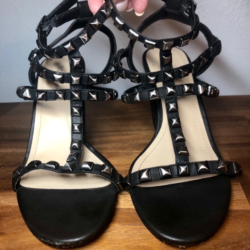 BCBG Strappy Studded Chunky Heels